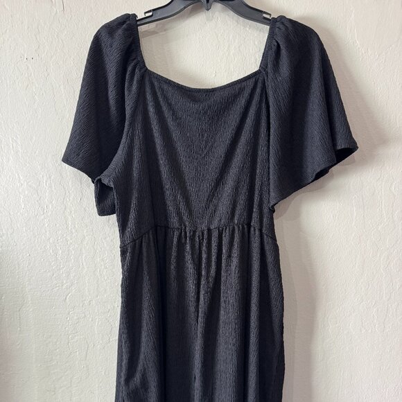 NWT Ava & Viv Plus Textured Stretch Flutter Sleeve Dress Black Size XXL - Picture 3 of 7